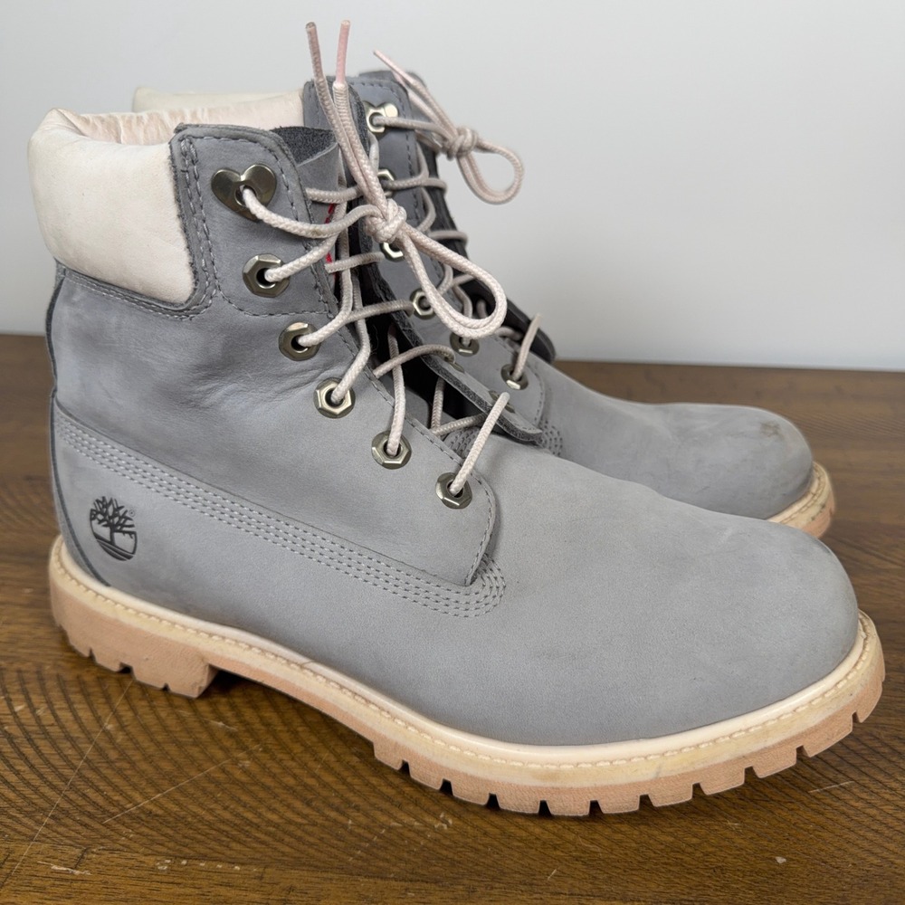 Timberland Boots Womens 10 Gray 6" Premium Heart Waterproof Leather Winter